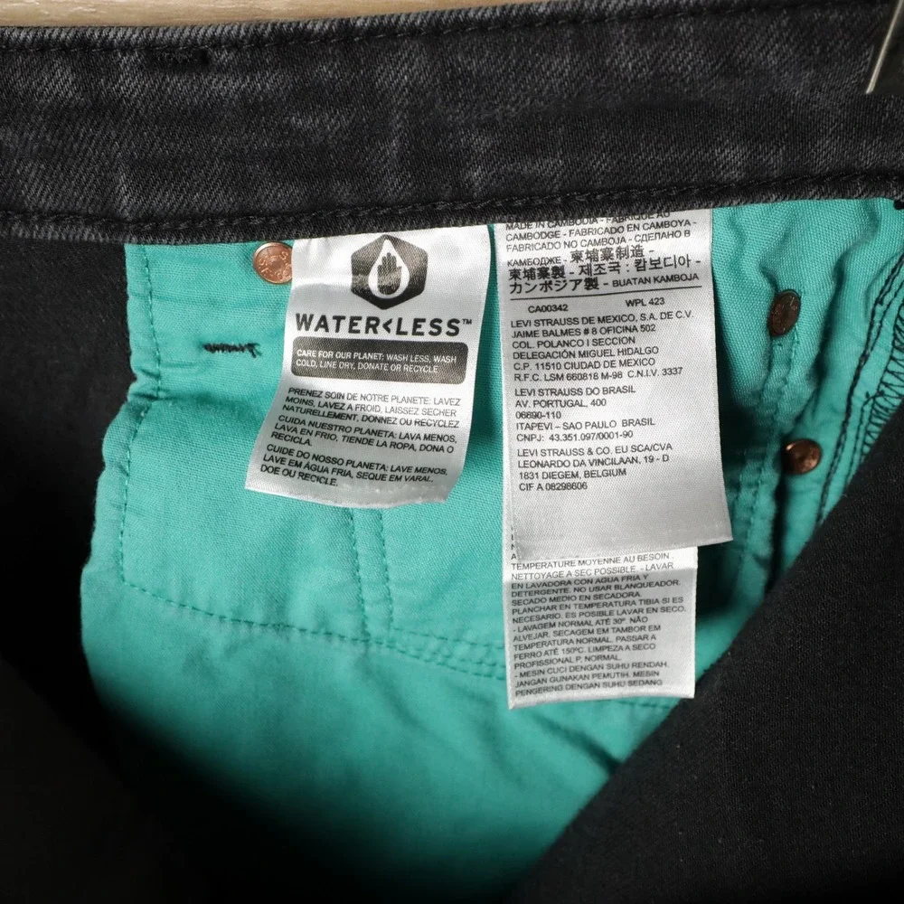 Levi's 511 Mens‎ Jeans Black Slim Fit Stretch Size 34x34